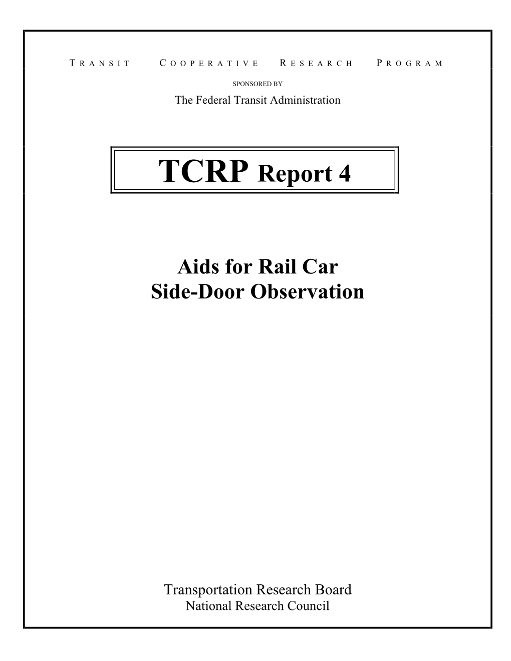 TCRP Report 4: Aids for Rail Car Side-Door Observation