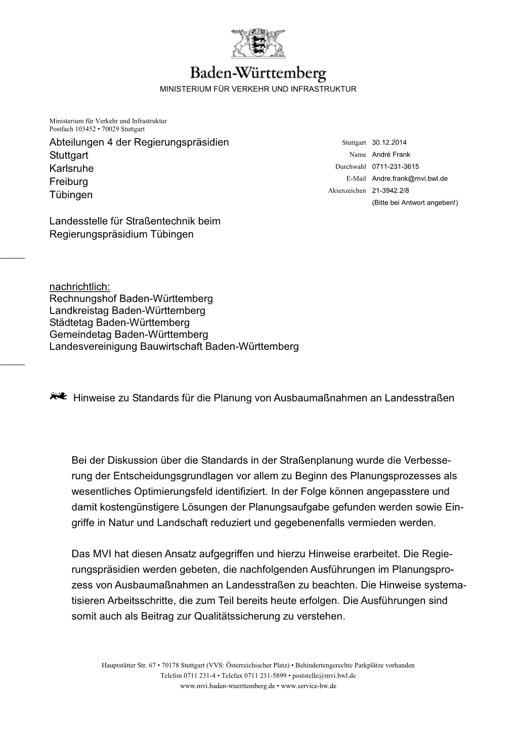 Abteilungen 4 Der Regierungspräsidien Stuttgart