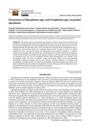 Genital Mycoplasmas Treatment (Gilbert Et Al., 2016); However, Some Drugs Are Not Effective for Both Genera (Galvão & Souza, 2013)