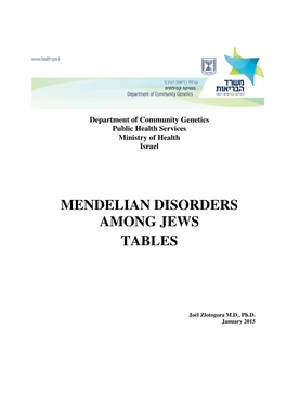 Mendelian Disorders Among Jews Tables