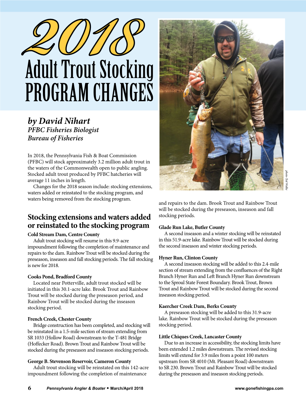 2018 Adult Trout Stocking Program Changes