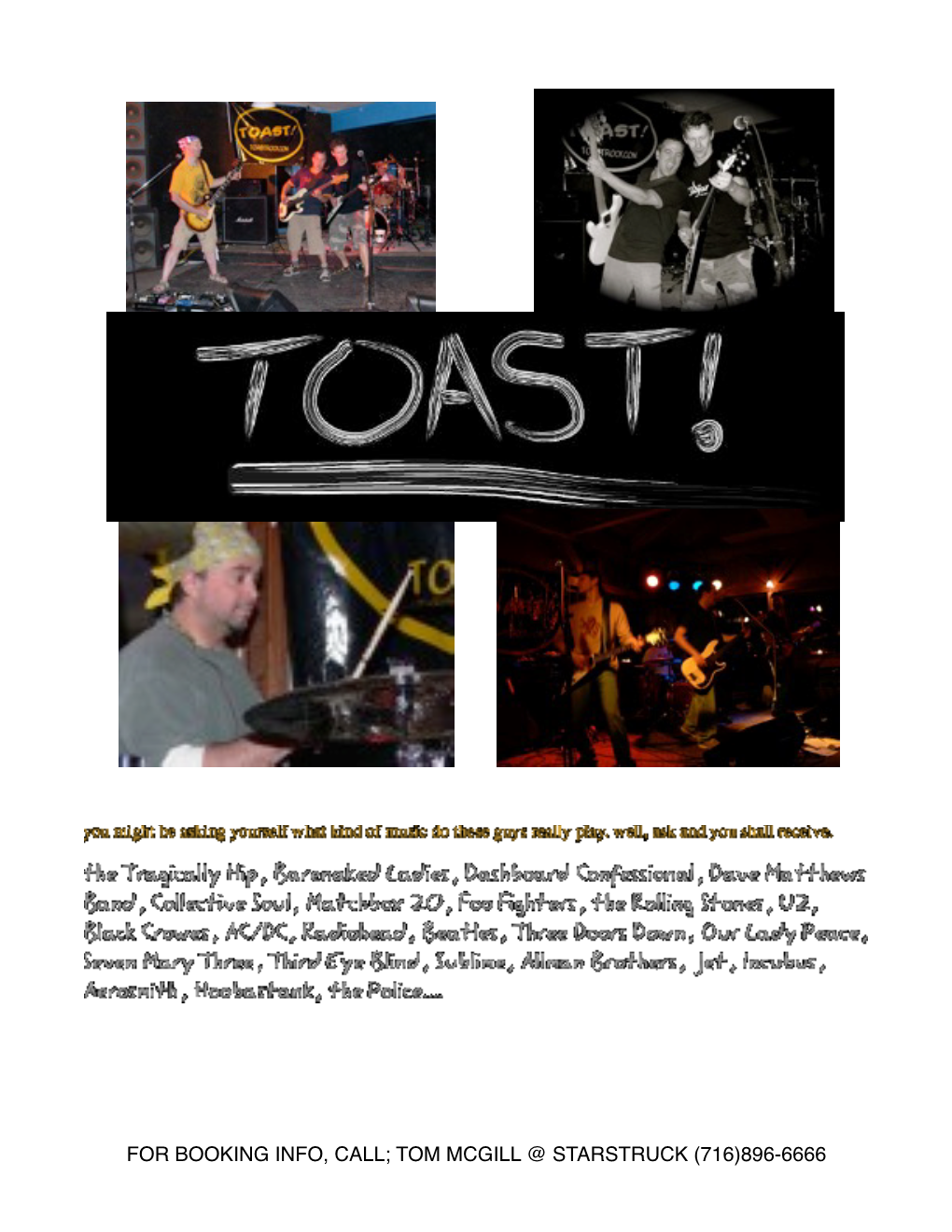 Tom Mcgill @ Starstruck (716)896-6666 Toast Songlist