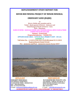 Replenishment Study Report for River Bed Mining Project of Minor Mineral Ordinary Sand (Bajri)
