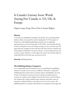 Is Canada's Literary Scene Worth Staying For? Canada Vs
