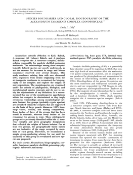 Species Boundaries and Global Biogeography of the Alexandrium Tamarense Complex (Dinophyceae)1