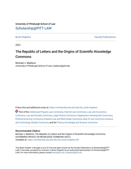 The Republic of Letters and the Origins of Scientific Knowledge Commons