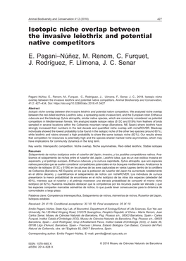 Isotopic Niche Overlap Between the Invasive Leiothrix and Potential Native Competitors