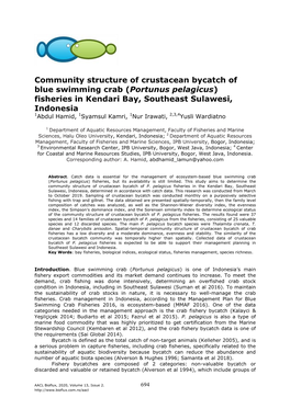 Community Structure of Crustacean Bycatch of Blue Swimming Crab
