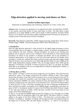 Edge-Detection Applied to Moving Sand Dunes on Mars