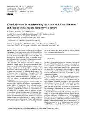 Recent Advances in Understanding the Arctic Climate System State and Change from a Sea Ice Perspective: a Review
