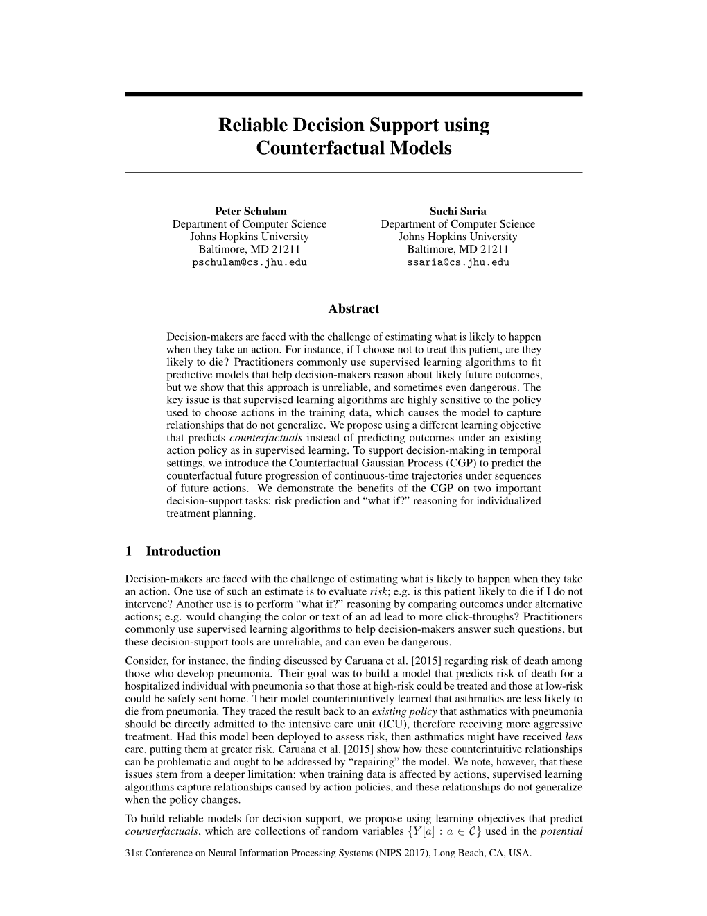 Reliable Decision Support Using Counterfactual Models