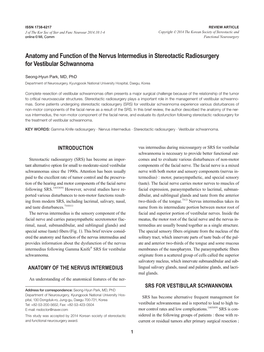 Anatomy and Function of the Nervus Intermedius in Stereotactic Radiosurgery for Vestibular Schwannoma