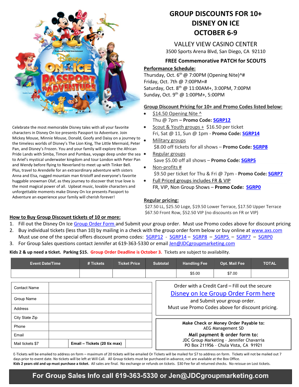 Group Discounts for 10+ Disney on Ice October 6-9