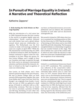 In Pursuit of Marriage Equality in Ireland: a Narrative and Theoretical Reflection