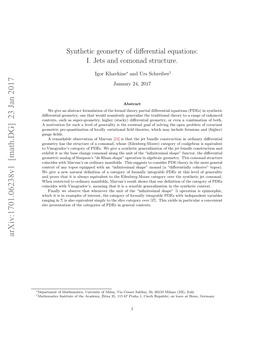 Synthetic Geometry of Differential Equations: I. Jets and Comonad
