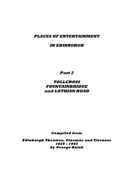 Places of Entertainment in the South Side to the Epworth Group of Her Church
