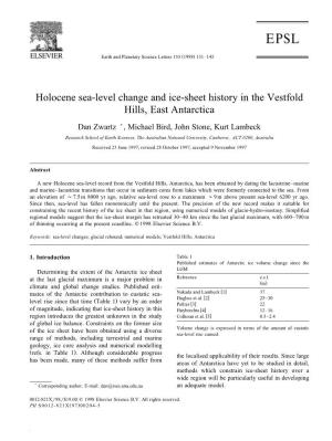 Holocene Sea-Level Change and Ice-Sheet History in the Vestfold Hills, East Antarctica