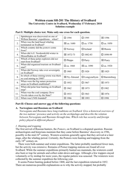 Exam Solution Example, Spring 2010