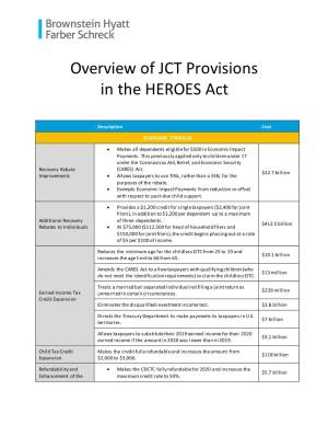 Overview of JCT Provisions in the HEROES Act