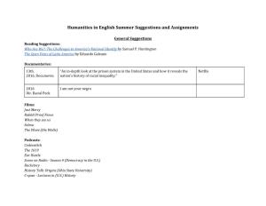 Humanities in English Summer Suggestions and Assignments