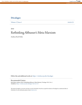 Rethinking Althusserâ•Žs Meta-Marxism