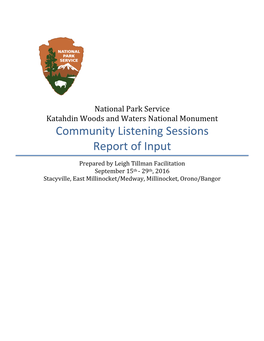 Community Listening Sessions Report of Input