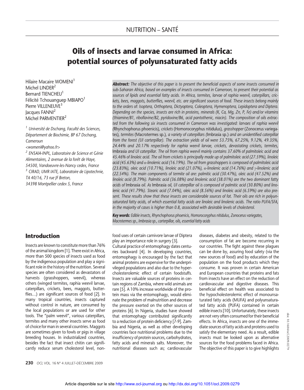 Potential Sources of Polyunsaturated Fatty Acids