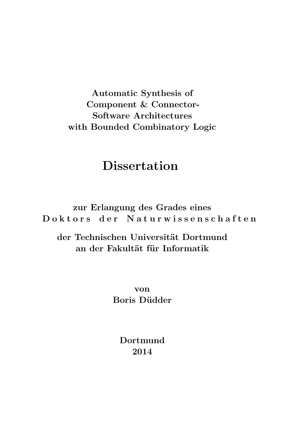 Automatic Synthesis of Component & Connector-Software Architectures