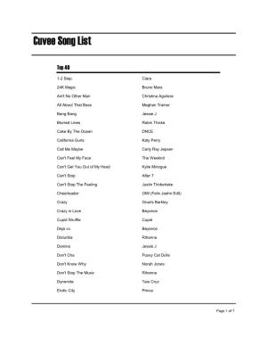 Cuvee Song List