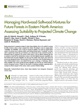 Managing Hardwood-Softwood Mixtures for Future Forests in Eastern North America: Assessing Suitability to Projected Climate Change
