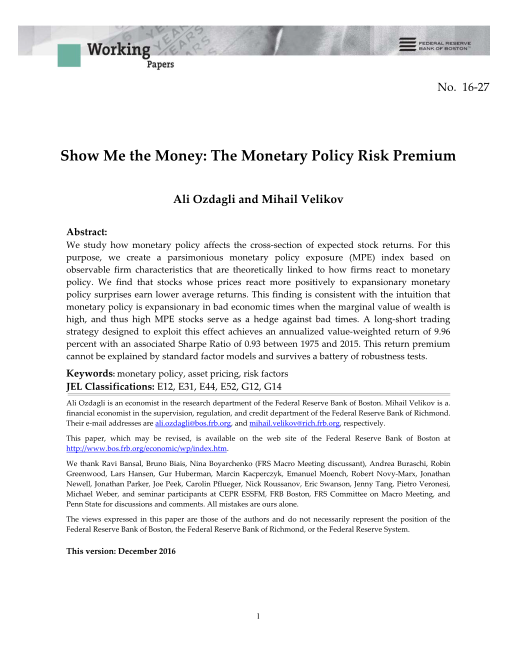 The Monetary Policy Risk Premium