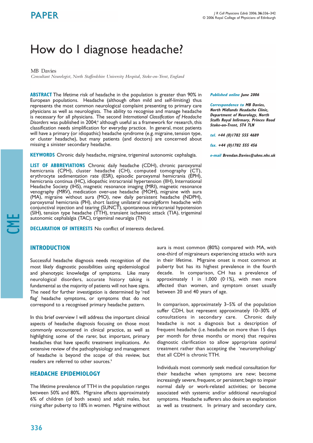 How Do I Diagnose Headache?