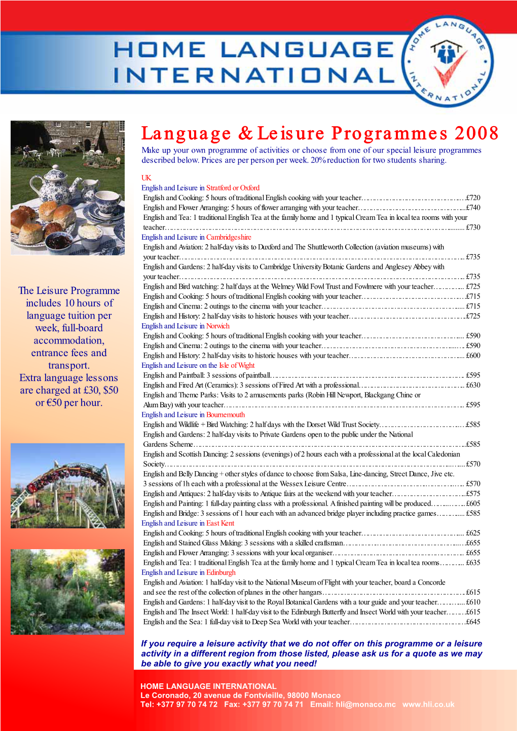Language & Leisure Programmes 2008