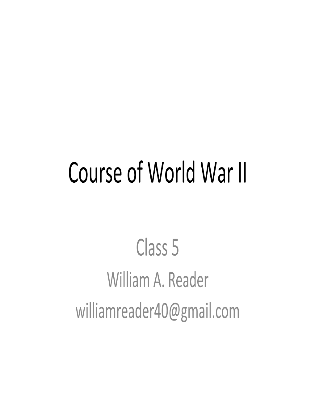 Course of World War II