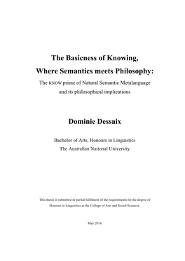 The Basicness of Knowing, Where Semantics Meets Philosophy