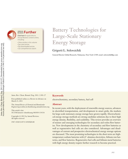 Battery Technologies for Large-Scale Stationary Energy Storage