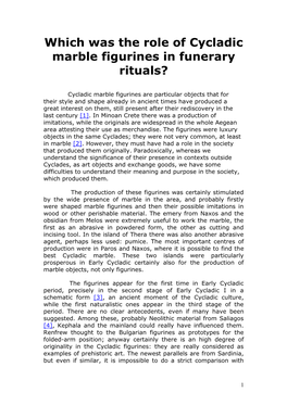 Which Was the Role of Cycladic Marble Figurines in Funerary Rituals?