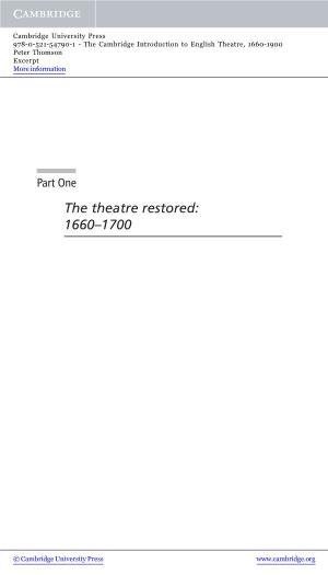 The Theatre Restored: 1660–1700