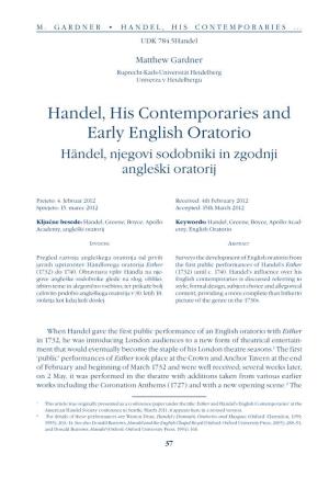 Handel, His Contemporaries and Early English Oratorio Händel, Njegovi Sodobniki in Zgodnji Angleški Oratorij