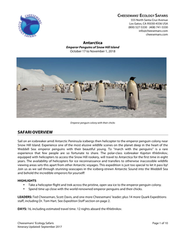 Antarctica Emperor Penguins of Snow Hill Island October 17 to November 1, 2018