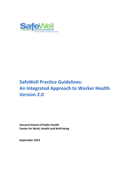 Safewell Practice Guidelines: an Integrated Approach to Worker Health Version 2.0