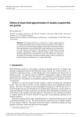 Failure of Mean-Field Approximation in Weakly Coupled Dilaton Gravity