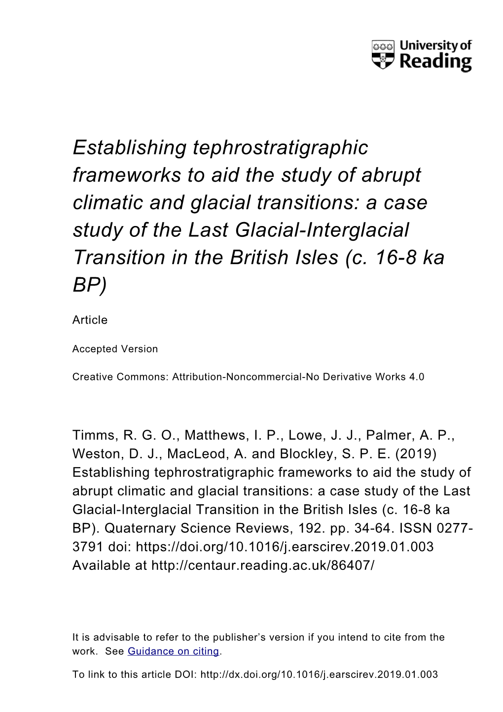 Establishing Tephrostratigraphic Frameworks to Aid the Study Of