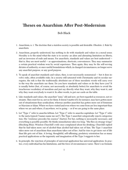 Theses on Anarchism After Post-Modernism