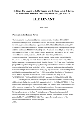 The Levant—SNR 1990-1995