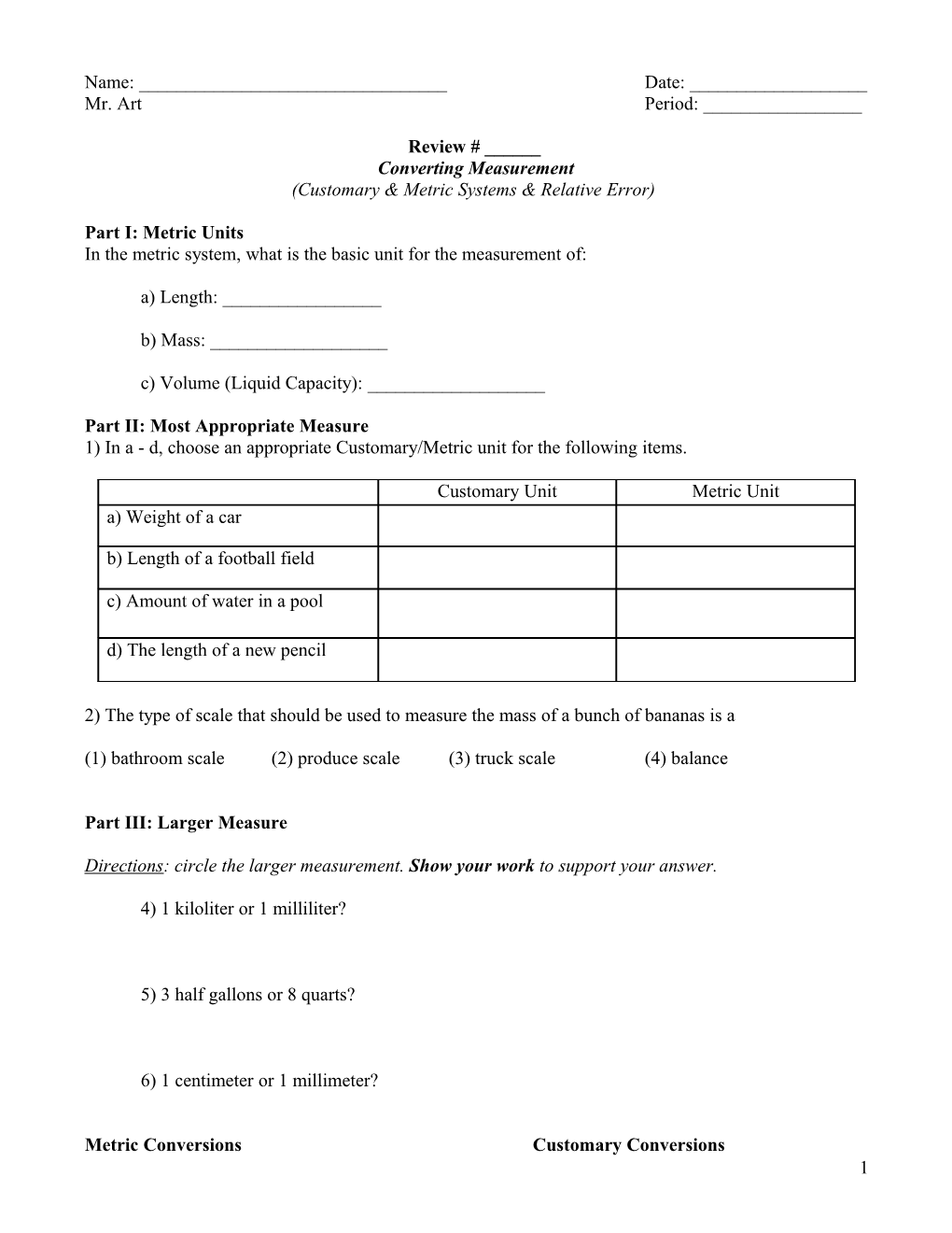 Converting Measurement