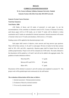 M.Sc Botany Syllabus Sem I-IV