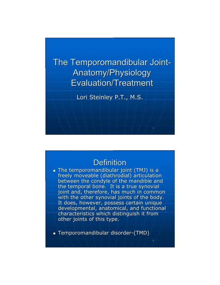 The Temporomandibular Joint- Anatomy/Physiology Evaluation/Treatment