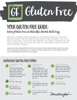 YOUR GLUTEN FREE GUIDE: Eating Gluten Free at Metcalfe’S Market Made Easy