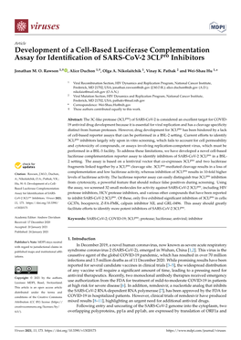 Development of a Cell-Based Luciferase Complementation Assay for Identiﬁcation of SARS-Cov-2 3Clpro Inhibitors